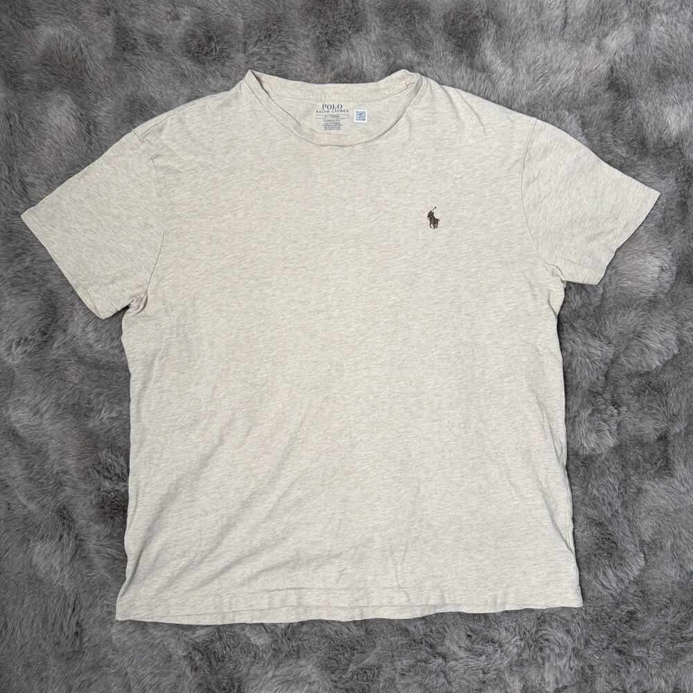 Polo Ralph Lauren Mens Beige Cotton Crewneck Short Sleeve T-Shirt Size Medium